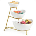 3 Tier Serving Bowls with Stand for Entertaining Party in 3-Tier Set (Large, Medium, Small) in Gold