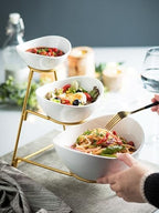 3 Tier Serving Bowls with Stand for Entertaining Party in 3-Tier Set (Large, Medium, Small) in Gold, alternate view 4