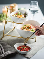 3 Tier Serving Bowls with Stand for Entertaining Party in 3-Tier Set (Large, Medium, Small) in Gold, alternate view 5