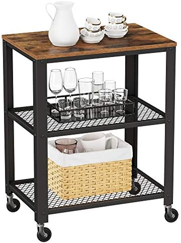 3-Tier Serving Cart on Wheels with Storage