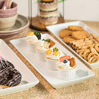 3 Tier Serving Stand, 14 Inch White Serving Platter with Trays in Gold, alternate view 6