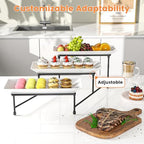 3 Tier Serving Tray, 12'' Collapsible BPA Free Dessert Stand, Black in Black, alternate view 6