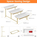 3 Tier Serving Tray, 12'' Steel Stand, Tiered Platter, Gold in Gold, alternate view 3