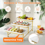 3 Tier Serving Tray, 12'' Steel Stand, Tiered Platter, Gold in Gold, alternate view 4