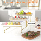 3 Tier Serving Tray, 12'' Steel Stand, Tiered Platter, Gold in Gold, alternate view 6