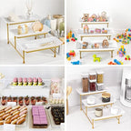 3 Tier Serving Tray, 12'' Steel Stand, Tiered Platter, Gold in Gold, alternate view 7