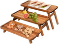 3 Tier Serving Tray Acacia Wooden Tiered Tray Stand Foldable Dessert Table Display Set Decor Charcuterie Boards