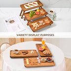 3 Tier Serving Tray Acacia Wooden Tiered Tray Stand Foldable Dessert Table Display Set Decor Charcuterie Boards, alternate