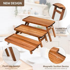3 Tier Serving Tray Acacia Wooden Tiered Tray Stand Foldable Dessert Table Display Set Decor Charcuterie Boards, alternate
