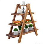 3 Tier Serving Tray, Charcuterie Board & Brown Wood Dessert Stand in Rich Warm Finish, alternate view 6