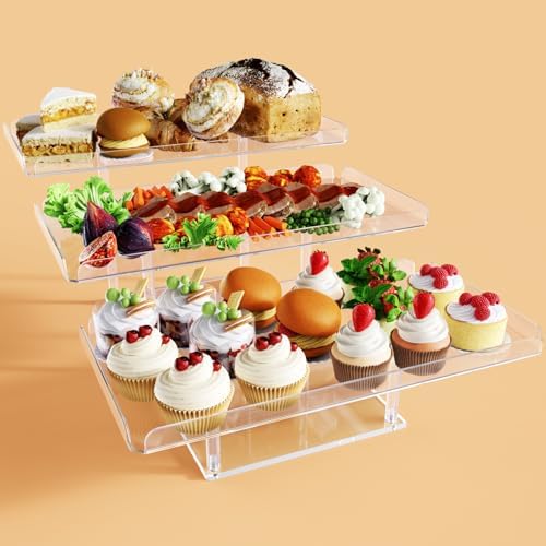 3 Tier Serving Tray for Entertaining, Acrylic Dessert Table Display Set for Party Supplies, Serving Platters and