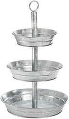 3 Tier Serving Tray, Galvanized Metal Cupcake Stand Vintage Dessert Appetizer Stand, Rustic Home and Garden