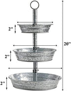 3 Tier Serving Tray, Galvanized Metal Cupcake Stand Vintage Dessert Appetizer Stand, Rustic Home and Garden, alternate view 2