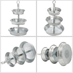 3 Tier Serving Tray, Galvanized Metal Cupcake Stand Vintage Dessert Appetizer Stand, Rustic Home and Garden, alternate view 3