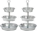3 Tier Serving Tray, Galvanized Metal Cupcake Stand Vintage Dessert Appetizer Stand, Rustic Home and Garden
