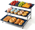3 Tier Serving Tray, Kiln Altered Glaze Ceramic Serving Stand, Stackable Platters, Collapsible Rack & Easy to