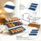 3 Tier Serving Tray, Kiln Altered Glaze Ceramic Serving Stand, Stackable Platters, Collapsible Rack & Easy to, alternate view