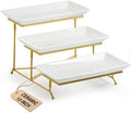 3 Tier Serving Tray, Porcelain Serving Platter Tier Serving Stand in Gold