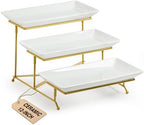 3 Tier Serving Tray, Porcelain Serving Platter Tier Serving Stand in Gold