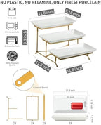 3 Tier Serving Tray, Porcelain Serving Platter Tier Serving Stand in Gold, alternate view 3