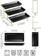 3 Tier Serving Tray, Porcelain Tiered Serving Stand with Platters in: 14 Inches in Black, alternate view 3