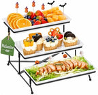 3 Tier Serving Tray Set, 12" Tiered Serving Trays Platters, Reusable Serving Tray for Party, Collapsible