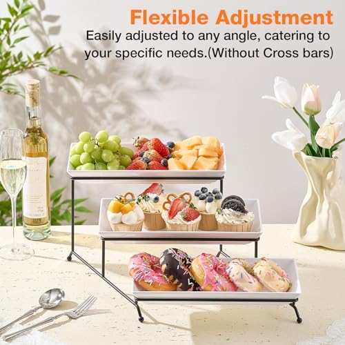 3 Tier Serving Tray Set, 12" Tiered Serving Trays Platters, Reusable Serving Tray for Party, Collapsible, alternate view 5