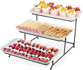 3 Tier Serving Tray Set 16 Inch, Large Porcelain Tiered Platters with Collapsible Stand - Serving Dishes for