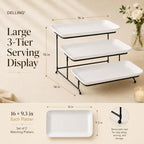 3 Tier Serving Tray Set 16 Inch, Large Porcelain Tiered Platters with Collapsible Stand - Serving Dishes for, alternate view