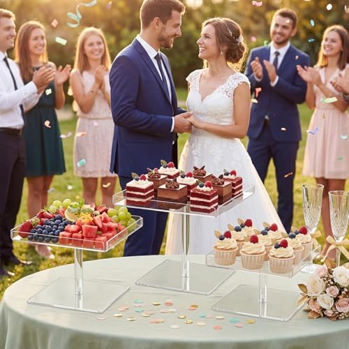 3-Tier Serving Tray Set, Acrylic Dessert Table Display Set, Cupcake Stand for Parties, Weddings, Buffets with, alternate view