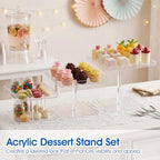 3-Tier Serving Tray Set, Acrylic Dessert Table Display Set, Cupcake Stand for Parties, Weddings, Buffets with, alternate view
