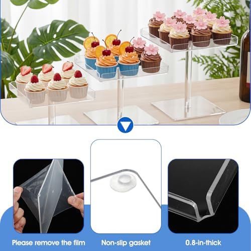3-Tier Serving Tray Set, Acrylic Dessert Table Display Set, Cupcake Stand for Parties, Weddings, Buffets with, alternate view