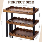 3 Tier Serving Tray & Wood Display Risers for Party, Rotatable Cupcake Stand in Brown, Black, alternate view 3