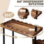 3 Tier Serving Tray & Wood Display Risers for Party, Rotatable Cupcake Stand in Brown, Black, alternate view 4