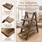 3 Tier Serving Tray Wood Tiered Cupcake Stand, Large Collapsible Food Serving Platter Party Decor Dessert Table, alternate