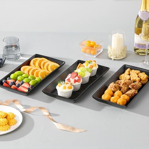 3 Tier Serving Trays for Party, 12 Inch Porcelain Black Trays for Serving Food, Dessert Stand with Collapsible, alternate