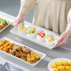3 Tier Serving Trays for Party, 14 Inch Porcelain White Trays for Serving Food, Dessert Stand with Collapsible, alternate