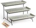 3 Tier Serving Trays for Party, Porcelain Dessert Party Display Set in Speckled Gray