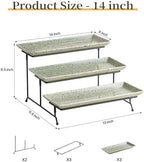3 Tier Serving Trays for Party, Porcelain Dessert Party Display Set in Speckled Gray, alternate view 3