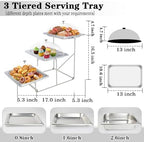 3 Tier Serving Trays Platters Catering Buffet Food Display Stand for Party in Set A, Platters 1.6inch, alternate view 2