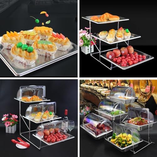 3 Tier Serving Trays Platters Catering Buffet Food Display Stand for Party in Set A, Platters 1.6inch, alternate view 5