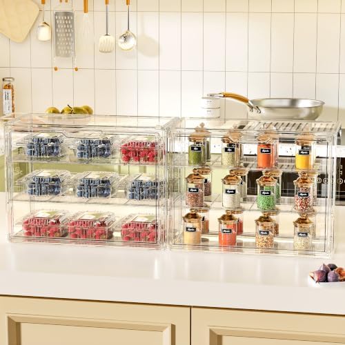 3 Tier Serving Trays, Tiered Cupcake Display Case Stand with Lid in Clear, alternate view 2