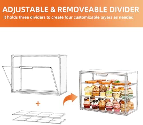 3 Tier Serving Trays, Tiered Cupcake Display Case Stand with Lid in Clear, alternate view 7