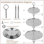 3 Tier Silver Cupcake Stand Stainless Steel Dessert Display Rack with Removable Tiered Tray for Parties, alternate view 4