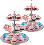 3 Tier Silver Cupcake Stand Stainless Steel Dessert Display Rack with Removable Tiered Tray for Parties