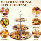 3 Tier Silver Cupcake Stand Stainless Steel Dessert Display Rack with Removable Tiered Tray for Parties, alternate view 5