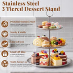 3 Tier Silver Cupcake Stand Stainless Steel Dessert Display Rack with Removable Tiered Tray for Parties, alternate view 6