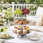 3 Tier Silver Metal Cupcake Stand Holder, Stainless Steel Cup Cake Stand Tower with Tiered Serving Tray and Base, alternate