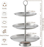 3 Tier Silver Metal Cupcake Stand Holder, Stainless Steel Cup Cake Stand Tower with Tiered Serving Tray and Base, alternate