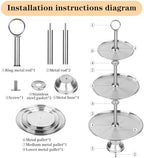 3 Tier Silver Metal Cupcake Stand Holder, Stainless Steel Cup Cake Stand Tower with Tiered Serving Tray and Base, alternate
